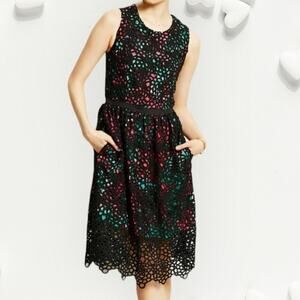Anthropologie Wolven Black Crochet Lace Terrace Sheath Dress Size 0 Romantic